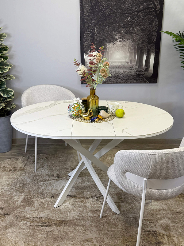 Стол обеденный Kenner R1000 Белый / Мрамор белый