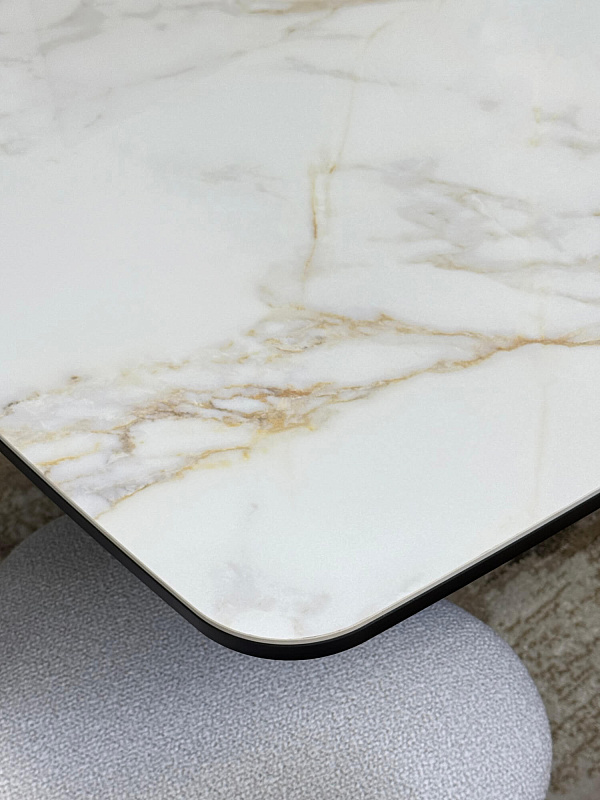 Стол обеденный Kenner DF1550 Черный / Мрамор белый глянец