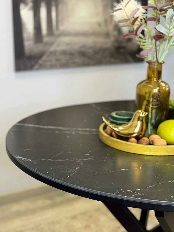 Стол обеденный Kenner R1000 Черный / Мрамор черный