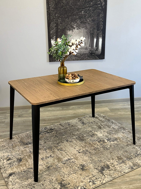 Стол обеденный Kenner KS1200 Черный / Дуб коричневый