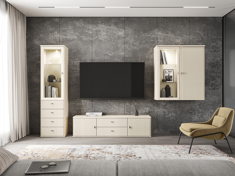 Шкаф-витрина со стеклянными полками Elegante LE6351.1