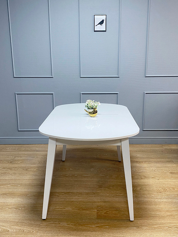 Стол обеденный Kenner 1300M Белый / Стекло белый глянец