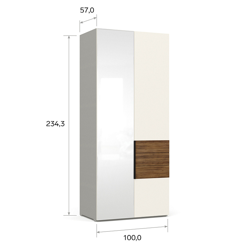 Шкаф двухдверный с зеркалом Monako MN126.1