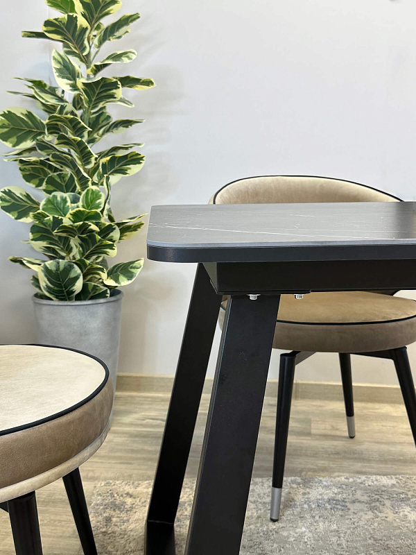 Стол обеденный Kenner AZ1200 Черный / Мрамор черный