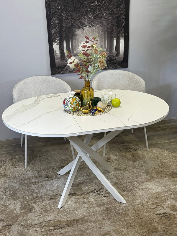 Стол обеденный Kenner R1000 Белый / Мрамор белый