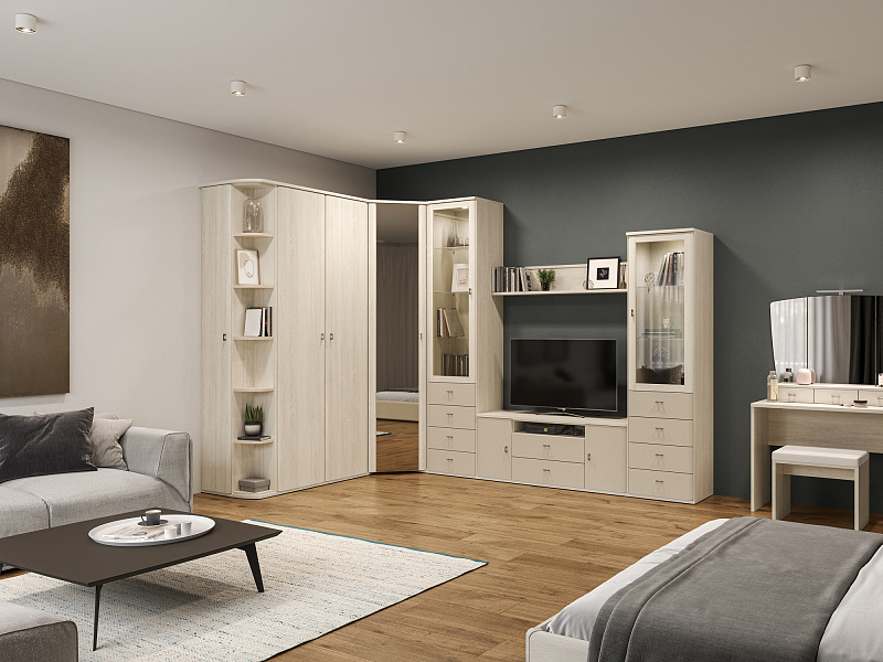 Шкаф-витрина со стеклянными полками Elegante LE6371.1