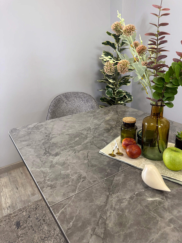 Стол обеденный Kenner DL1300 Черный / Мрамор серый глянец