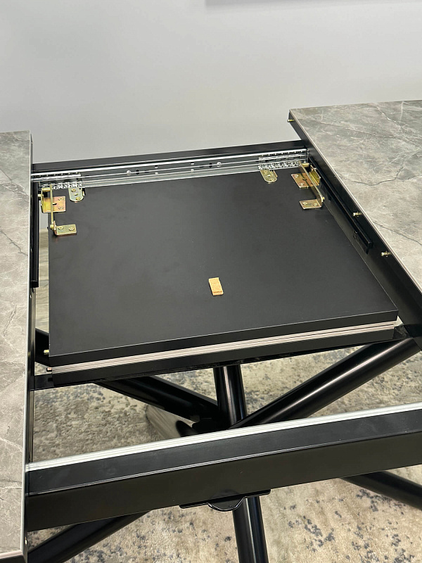 Стол обеденный Kenner DF1250 Черный / Мрамор серый глянец