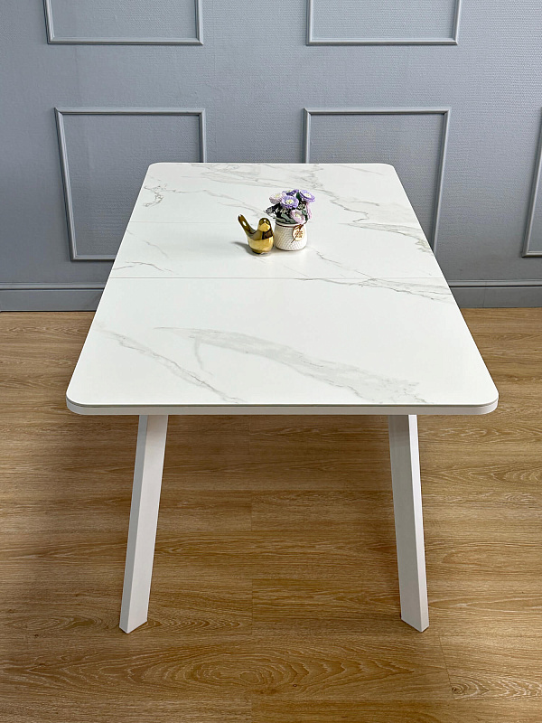 Стол обеденный Kenner AA1200 Белый / Мрамор белый