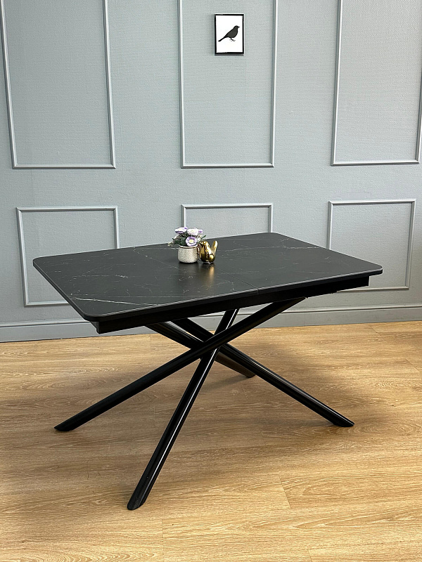 Стол обеденный Kenner DK1200 Черный / Мрамор черный
