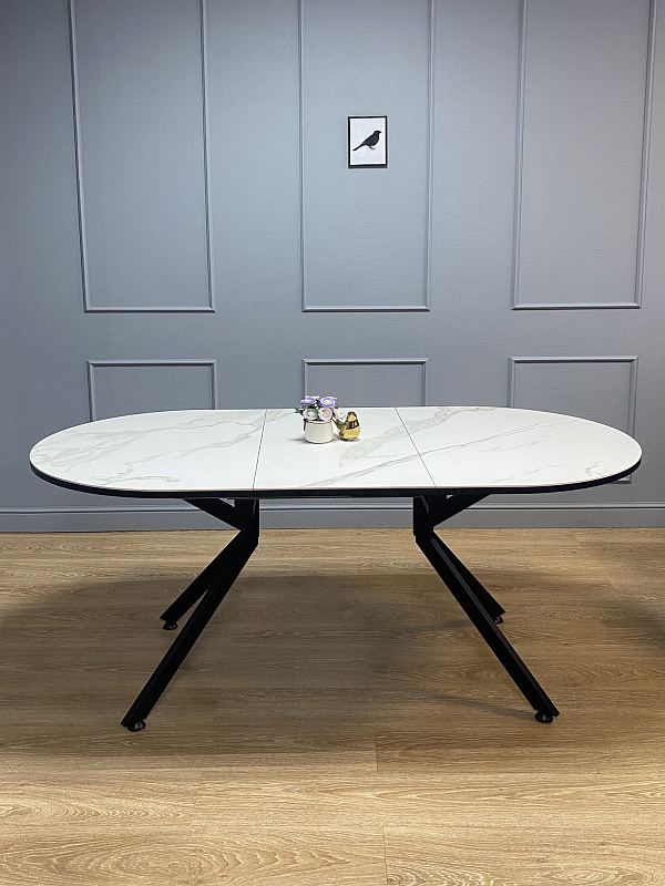 Стол обеденный KENNER DO1300 Черный / Мрамор белый