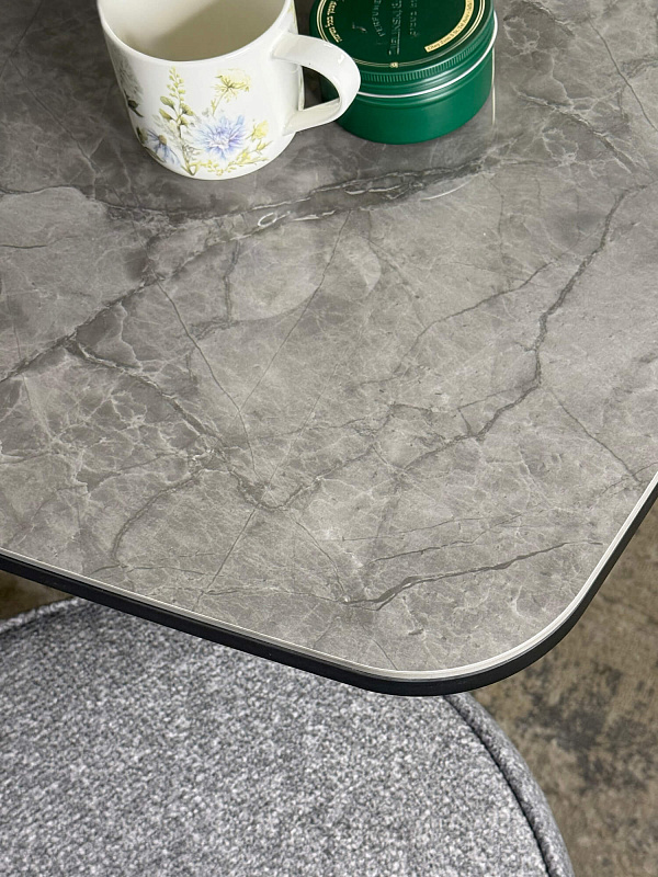 Стол обеденный Kenner DF1550 Черный / Мрамор серый глянец