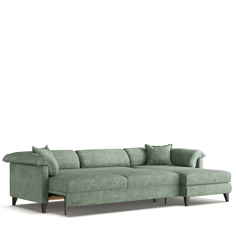 Угловой диван Tokka ММ101.12 с оттоманкой и механизмом Тик-Так