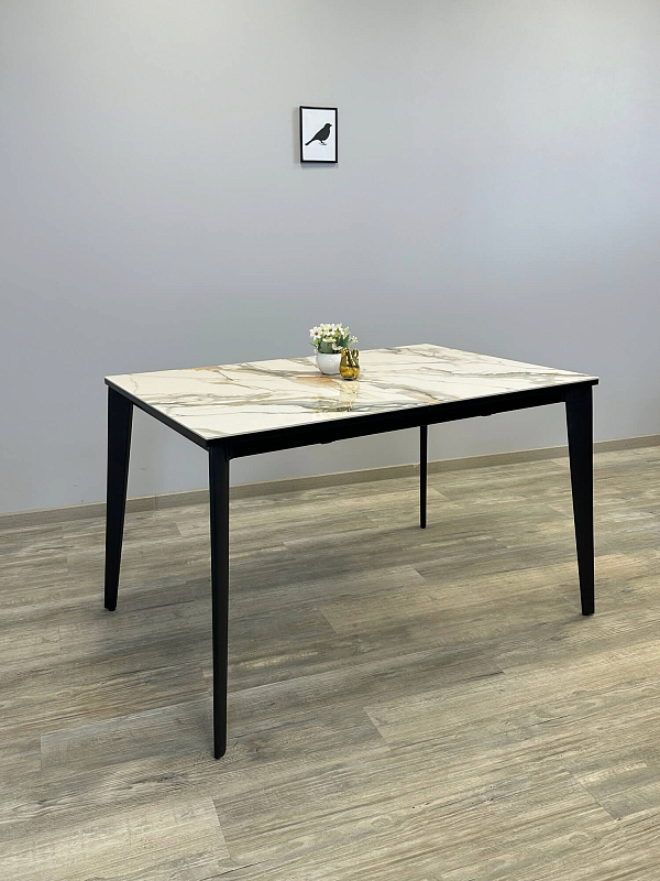 Стол обеденный Kenner KR1200 Черный / Мрамор золотой глянец