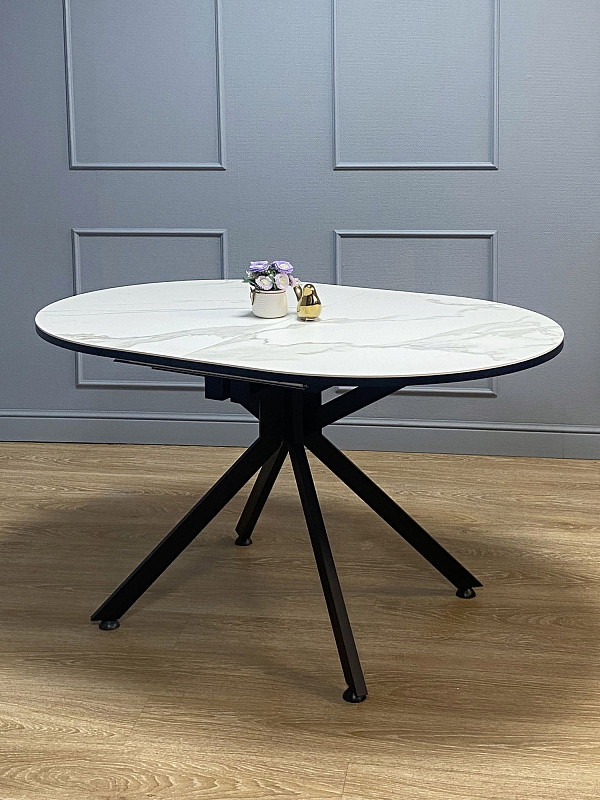 Стол обеденный KENNER DO1300 Черный / Мрамор белый