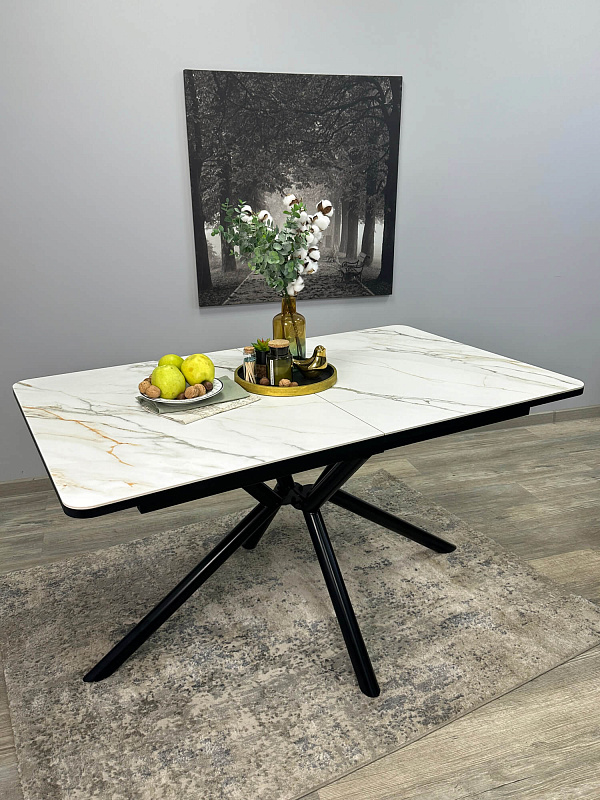 Стол обеденный Kenner DM1400 Черный / Мрамор золотой