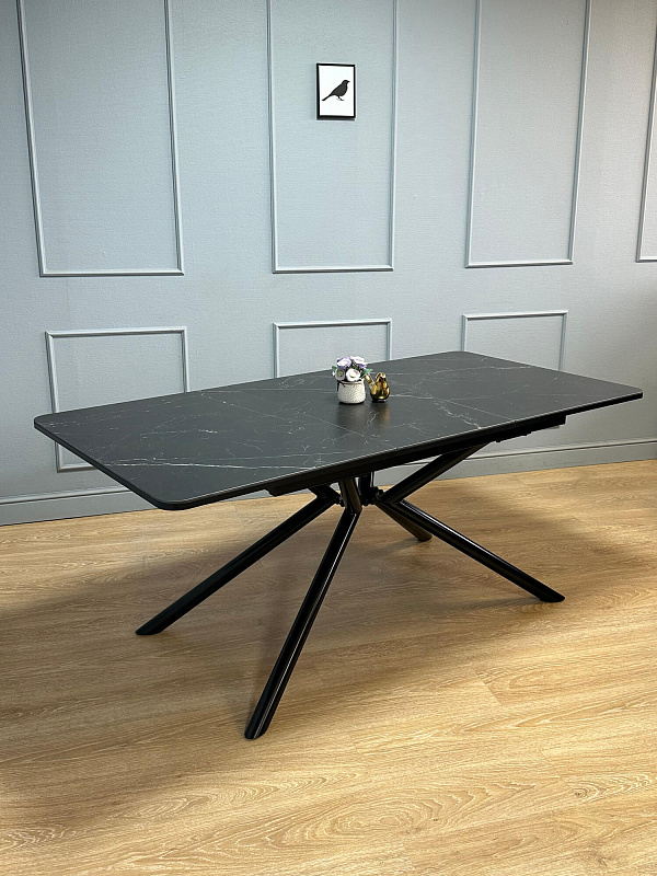 Стол обеденный Kenner DC1300 Черный / Мрамор черный