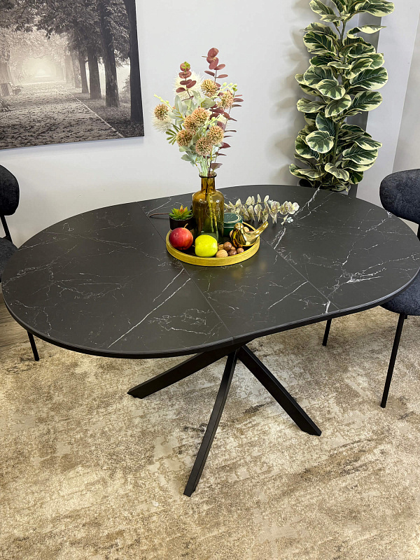 Стол обеденный Kenner R1000 Черный / Мрамор черный