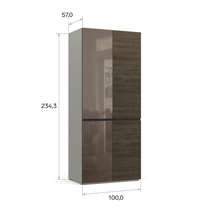 Двухдверный шкаф с зеркалом Бруно / Bruno BC1124.4