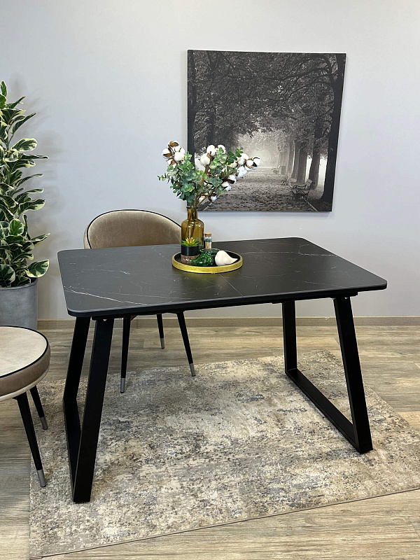 Стол обеденный Kenner AZ1200 Черный / Мрамор черный