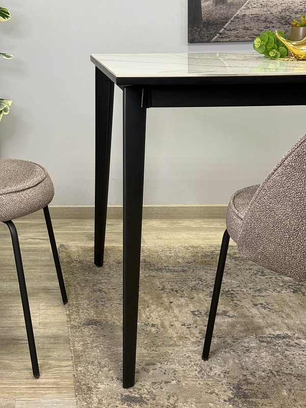 Стол обеденный Kenner KR1400 Черный / Мрамор белый глянец