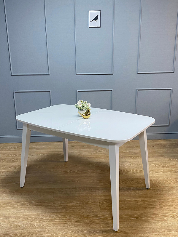 Стол обеденный Kenner 1200M Белый / Стекло белый глянец