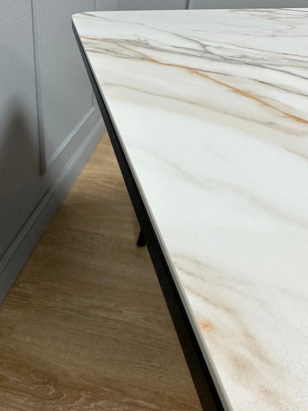 Стол обеденный Kenner KS1200 Черный / Мрамор золотой