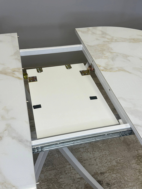 Стол обеденный Kenner R1100s Белый / Мрамор белый глянец