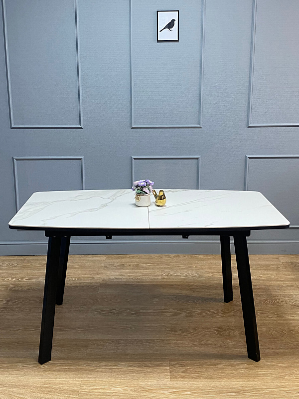 Стол обеденный KENNER AA1400 Черный / Мрамор белый