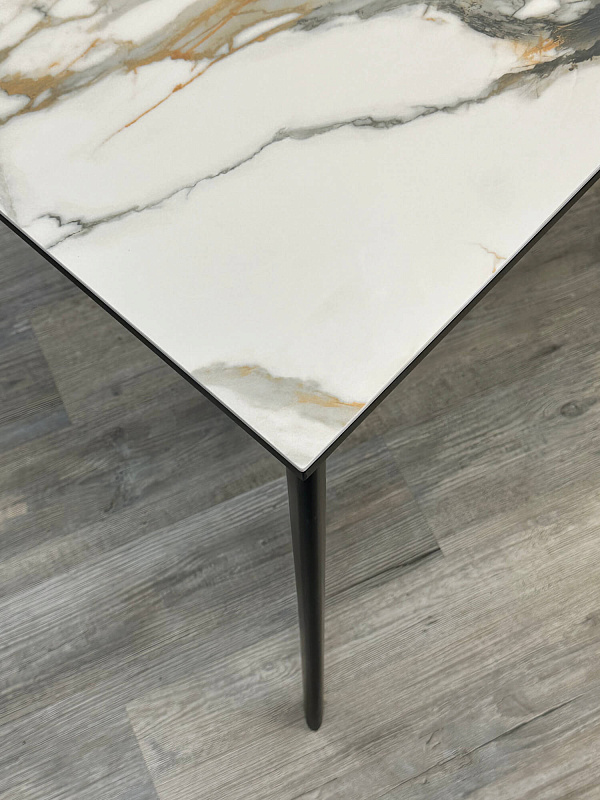 Стол обеденный Kenner KR1200 Черный / Мрамор золотой глянец