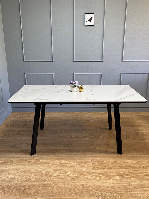 Стол обеденный Kenner AA1200 Черный / Мрамор белый