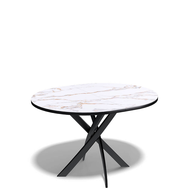 Стол обеденный Kenner R1100s Черный / Мрамор белый глянец