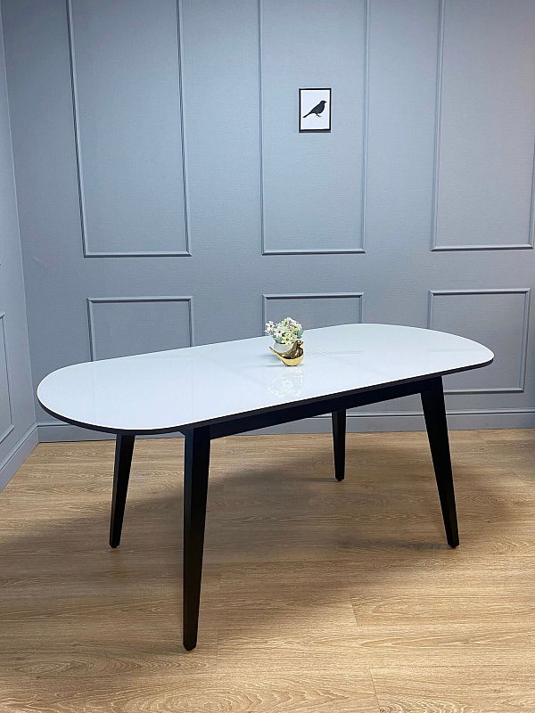 Стол обеденный Kenner 1300M Венге / Стекло белый глянец