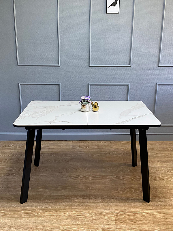 Стол обеденный Kenner AA1200 Черный / Мрамор белый