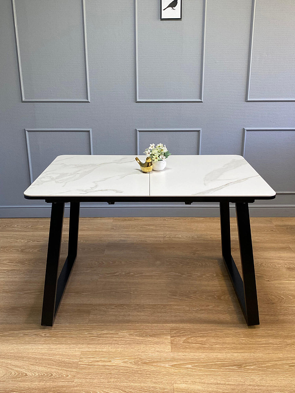 Стол обеденный Kenner AZ1200 Черный / Мрамор белый