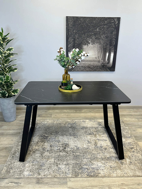 Стол обеденный Kenner AZ1200 Черный / Мрамор черный