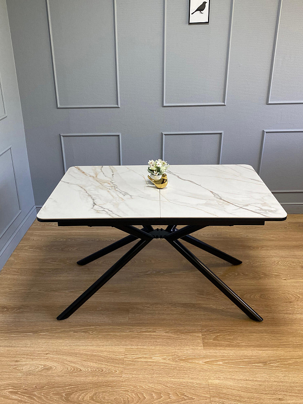 Стол обеденный Kenner DC1300 Черный / Мрамор золотой