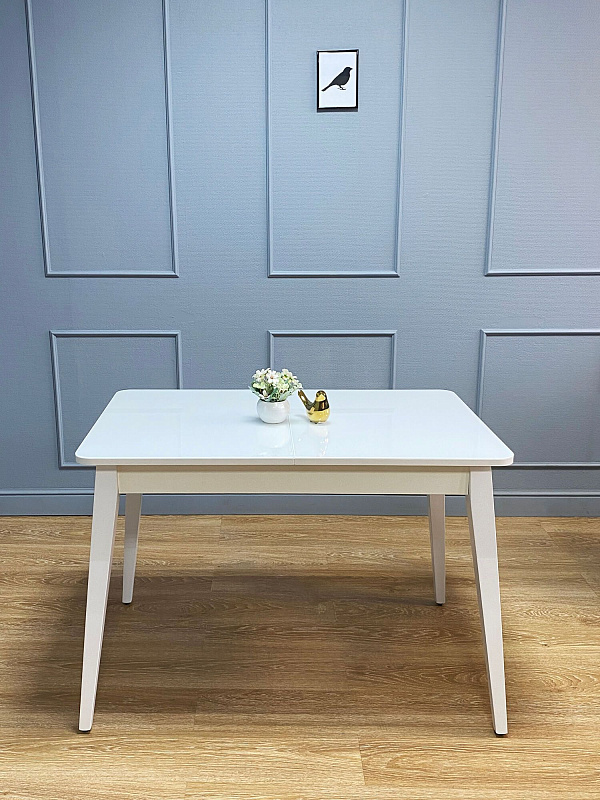 Стол обеденный KENNER 1100M Белый / Стекло белое