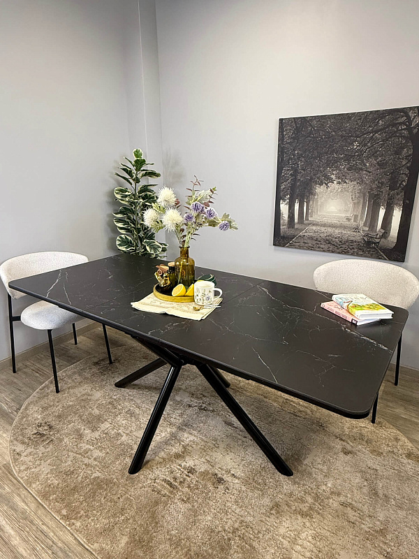 Стол обеденный Kenner DM1400 Черный / Мрамор черный