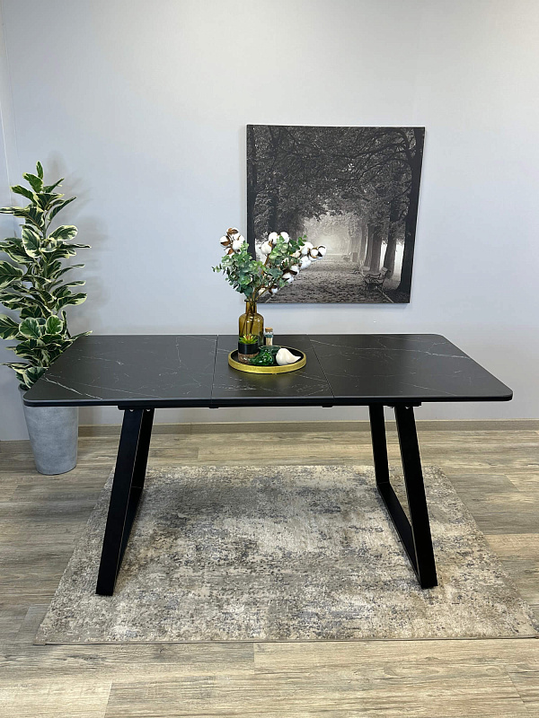 Стол обеденный Kenner AZ1200 Черный / Мрамор черный