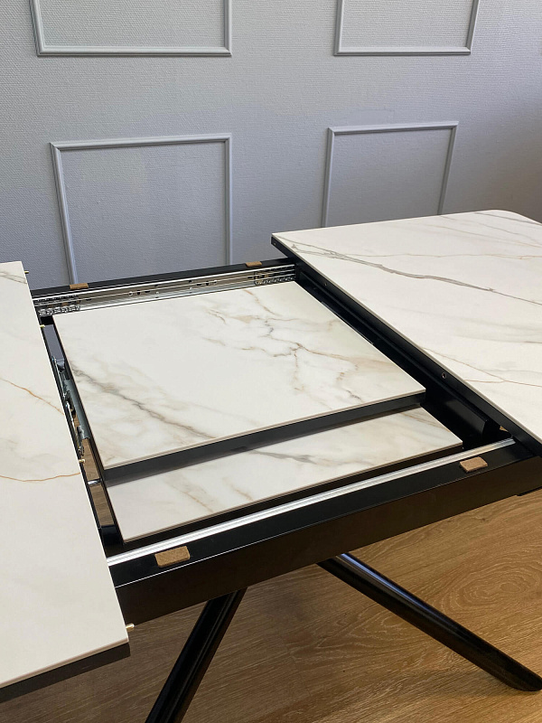 Стол обеденный Kenner DK1200 Черный / Мрамор золотой