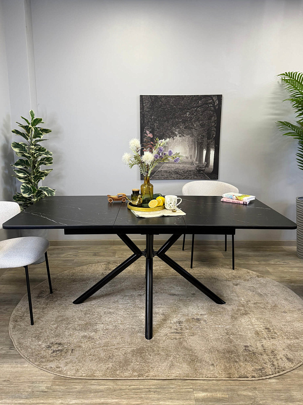 Стол обеденный Kenner DM1400 Черный / Мрамор черный