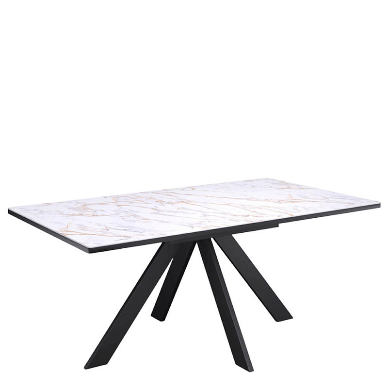 Стол обеденный Kenner DL1600 Черный / Мрамор белый глянец