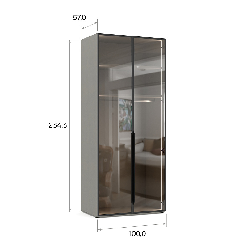 Двухдверный шкаф со стеклянным фасадом Bruno BC1321.1