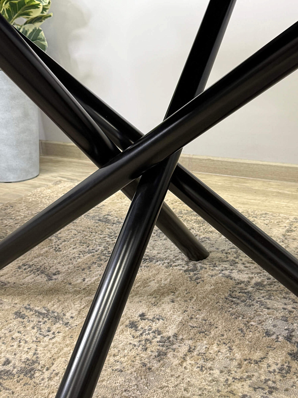 Стол обеденный Kenner DF1550 Черный / Мрамор серый глянец