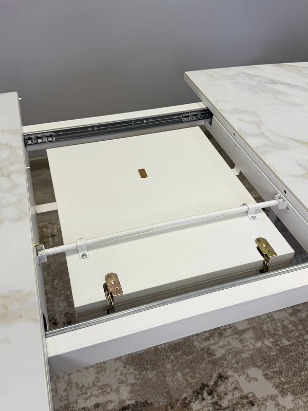 Стол обеденный Kenner SL1600 Белый / Мрамор белый глянец