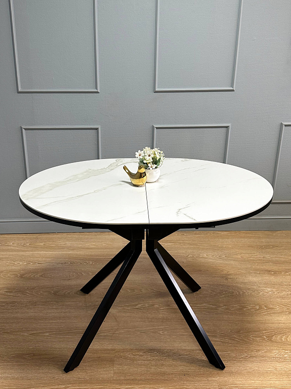 Стол обеденный Kenner DO1100 Черный / Мрамор белый