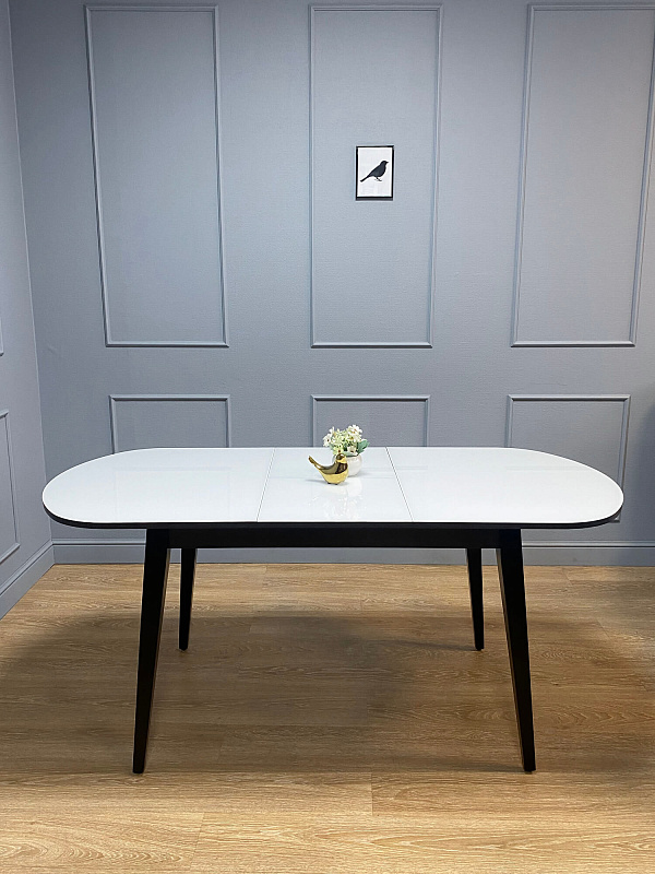 Стол обеденный Kenner 1300M Венге / Стекло белый глянец