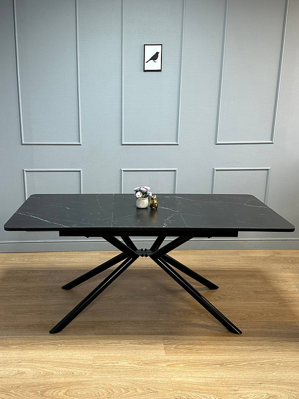 Стол обеденный Kenner DC1300 Черный / Мрамор черный