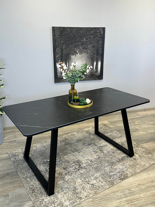 Стол обеденный Kenner AZ1200 Черный / Мрамор черный